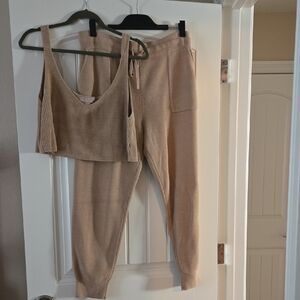 Barefoot Dreams Beige Knit Lounge Set